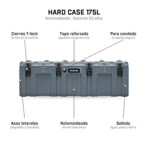 Hard Case DUKHA 175L, características: cierres T-lock, para candado, rotomoldeado
