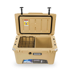 Hard Cooler DUKHA 45QT color Sand, abierto