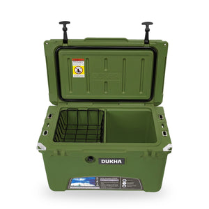 Hard Cooler DUKHA 45QT color Army Green, abierto