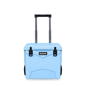Hard Cooler DUKHA con ruedas 45QT W-Series color Sky Blue, vista frontal