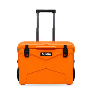 Hard Cooler DUKHA con ruedas 60QT W-Series color Orange, vista frontal