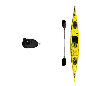 Kayak DUKHA Marlin 16.7 color Yellow, vista desde arriba con sus accesorios