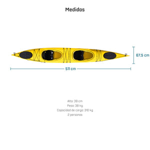 Kayak DUKHA Marlin 16.7 Tandem, medidas