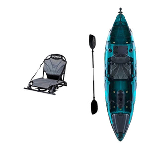 Kayak DUKHA Permit 10.1 color Green Black Mixed, vista desde arriba con sus accesorios