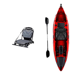 Kayak DUKHA Permit 10.1 color Red Camo, vista desde arriba con sus accesorios