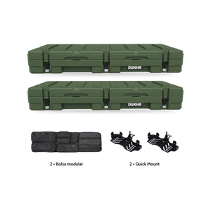 Pack x2 Hard Case DUKHA Titán 83L Army Camo: 2 cajas, 2 bolsas modulares y 2 Quick Mount