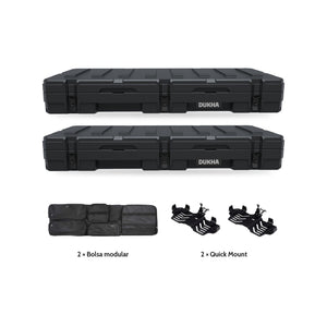 Pack x2 Hard Case DUKHA Titán 83L negro: 2 cajas, 2 bolsas modulares y 2 Quick Mount