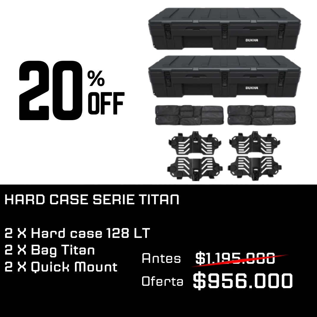 PACK | X2 HARD CASE TITAN SERIES 128L RUEDAS ROOFTOP