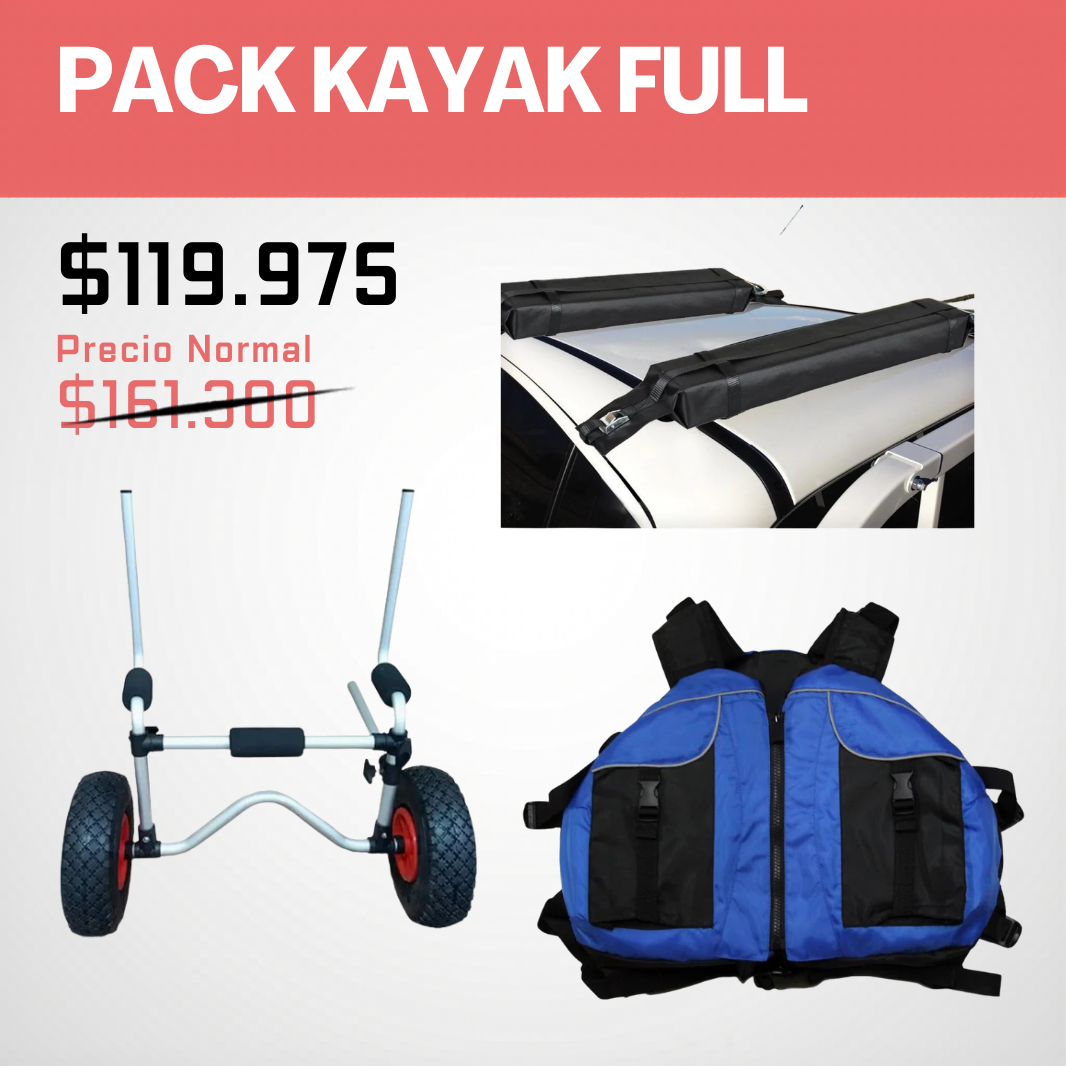 PACK | Kayak Full — Carro + Barras de Techo + Chaleco