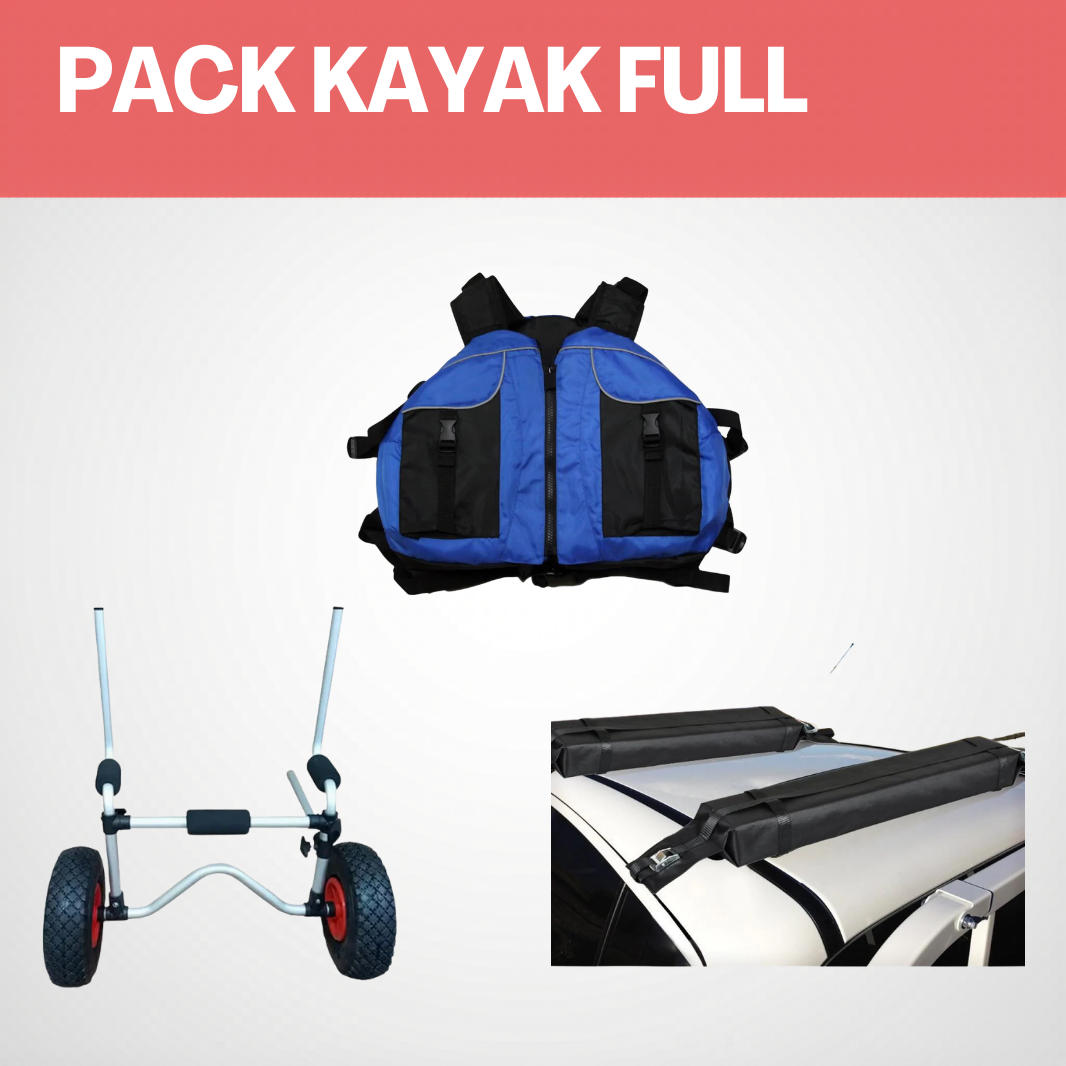 PACK | Kayak Full — Carro + Barras de Techo + Chaleco