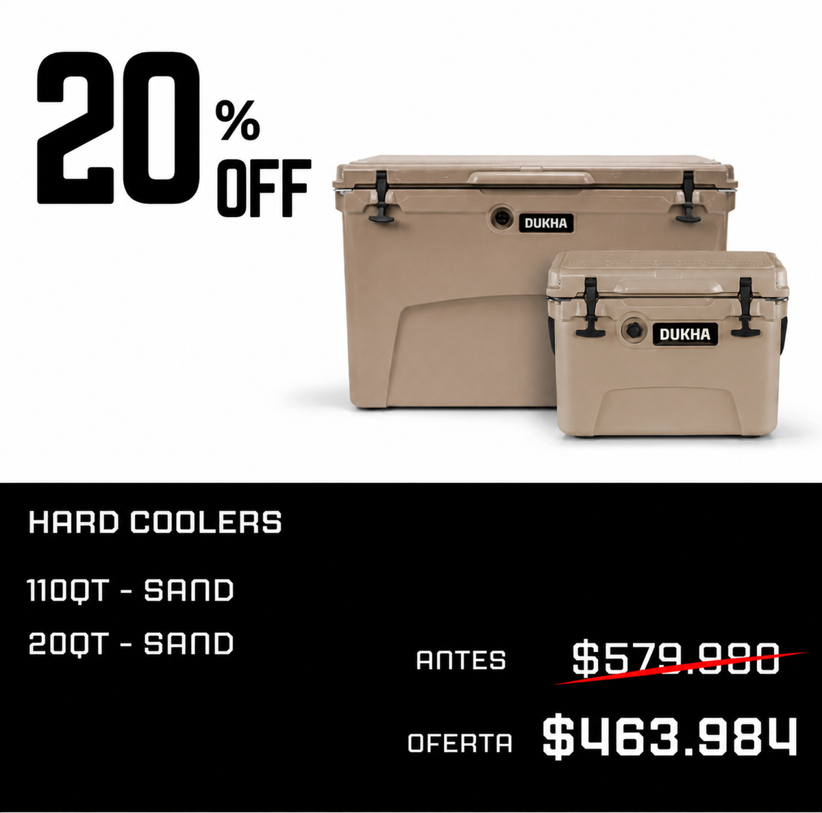Pack Cooler 110QT + Cooler 20QT — Sand
