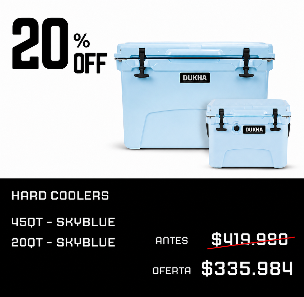 Pack Cooler 45QT + Cooler 20QT — Sky Blue