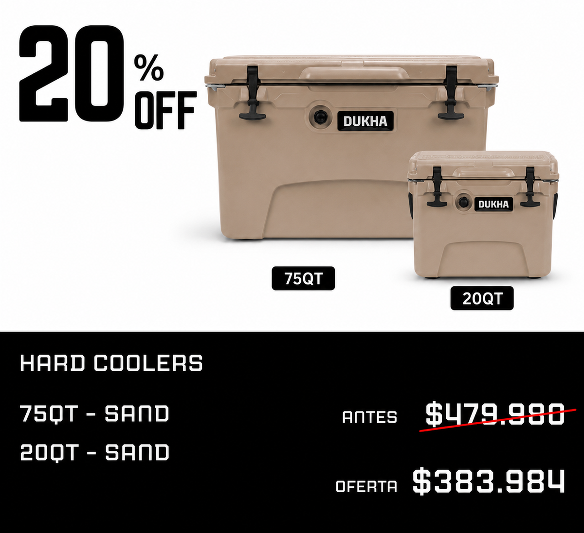 Pack Cooler 75QT + Cooler 20QT — Sand