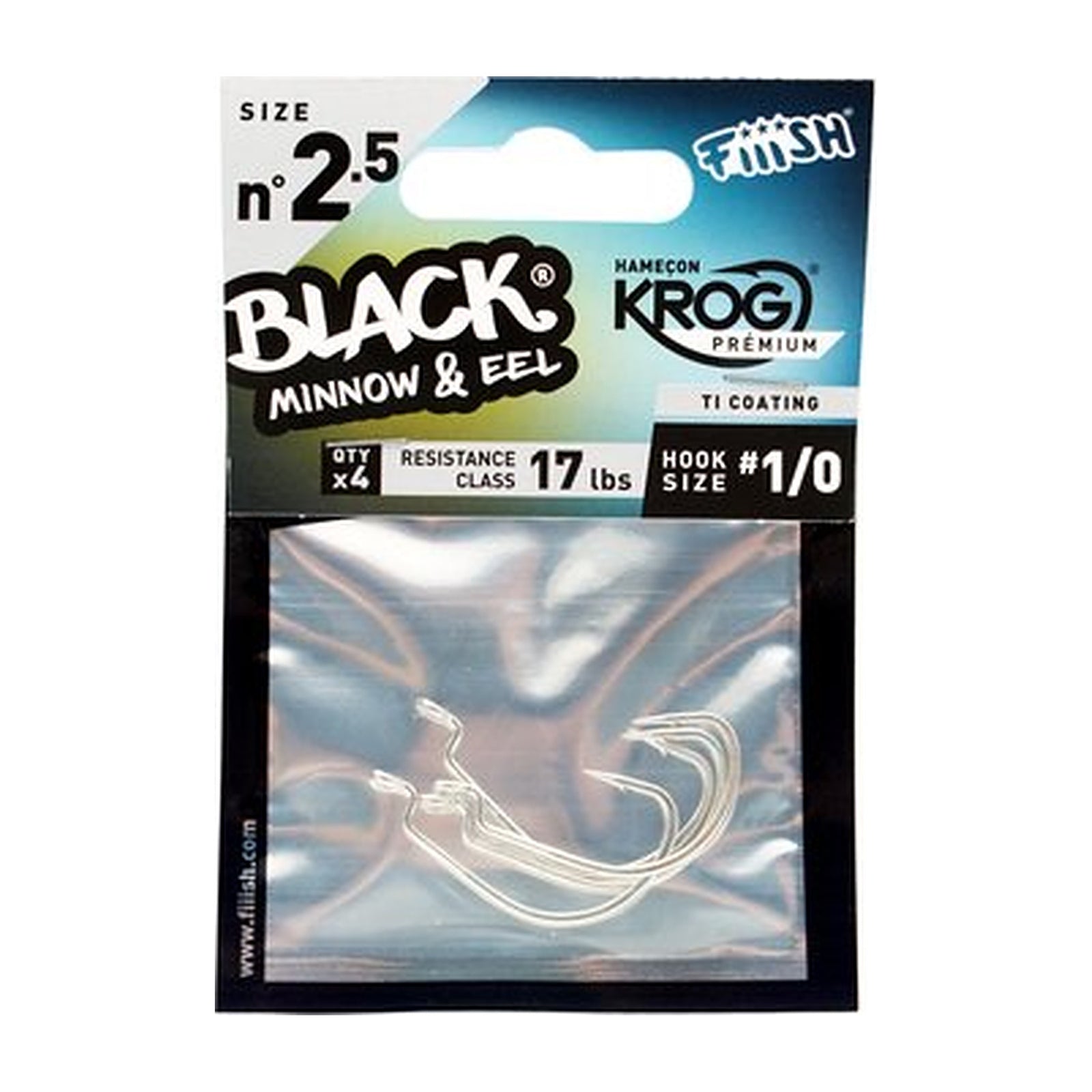 Anzuelos Black Minnow talla 2.5, pack de 4 Fiiish