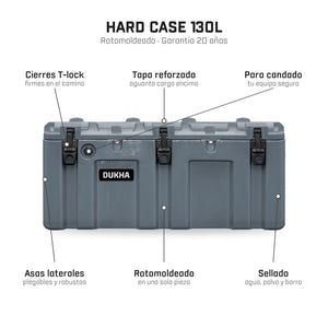 Hard Case DUKHA 130L, características: cierres T-lock, para candado, rotomoldeado