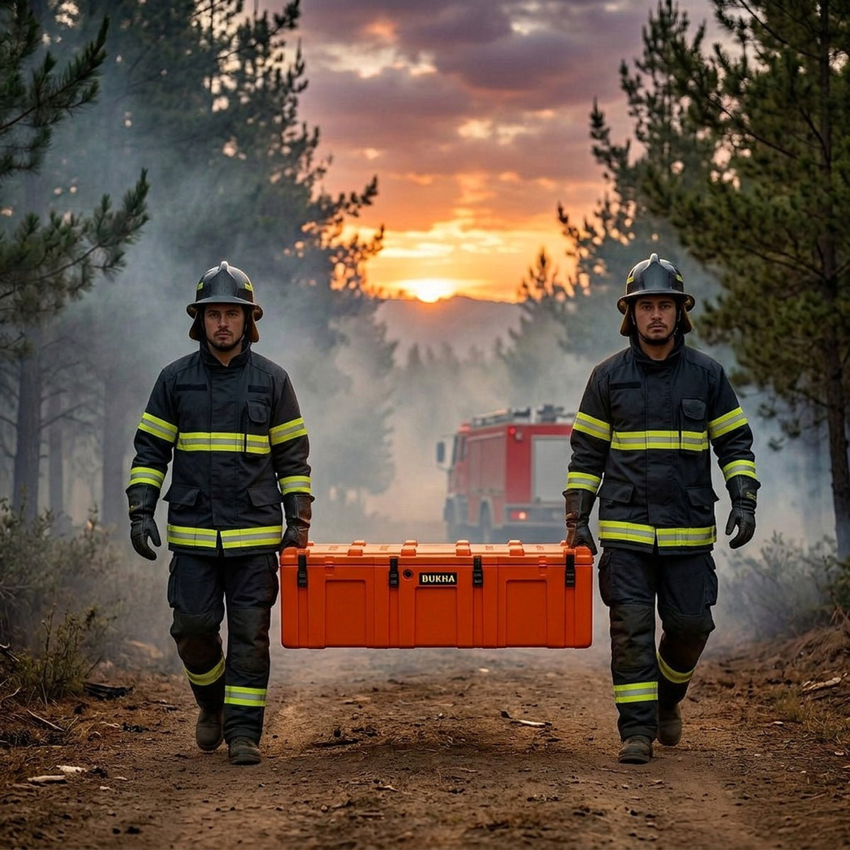 Hard Case DUKHA 175L, bomberos llevándolo entre dos