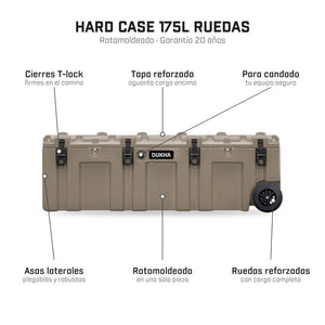 Hard Case DUKHA 175L con ruedas, características: cierres T-lock, para candado, ruedas, rotomoldeado