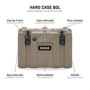 Hard Case DUKHA 80L, características: cierres T-lock, para candado, rotomoldeado