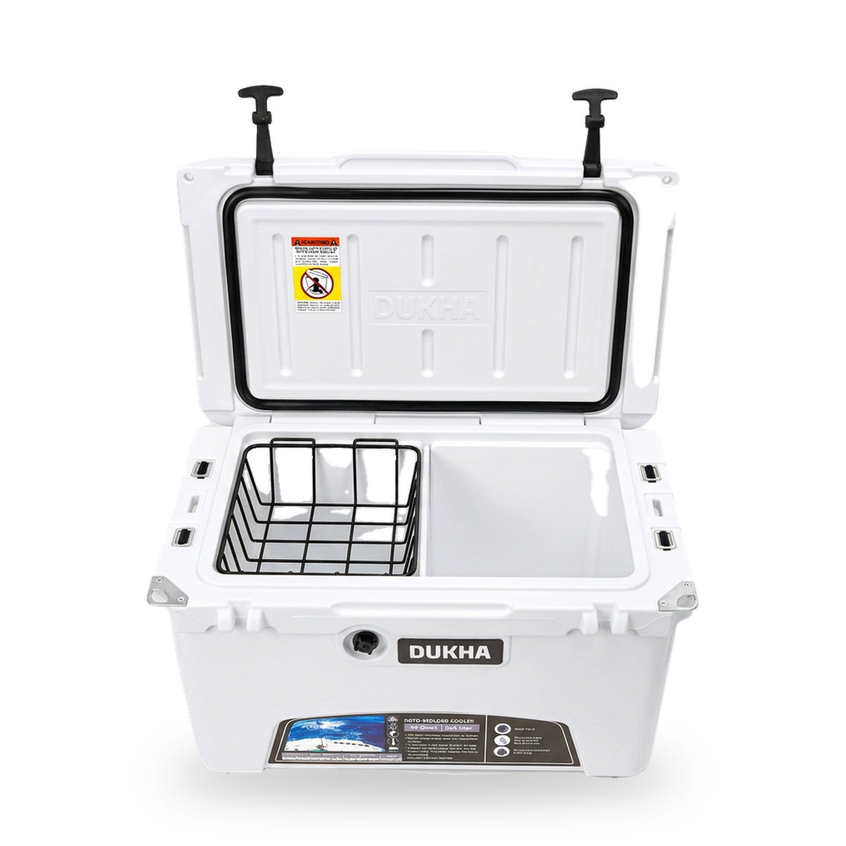 Hard Cooler DUKHA 45QT color White, abierto