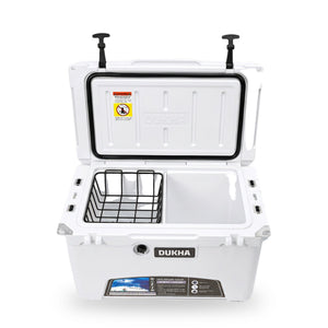 Hard Cooler DUKHA 45QT color White, abierto