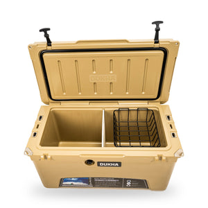 Hard Cooler DUKHA 75QT, abierto con canasto seco