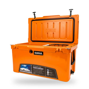 Hard Cooler DUKHA 75QT color Orange, abierto