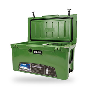Hard Cooler DUKHA 75QT color Army Green, abierto