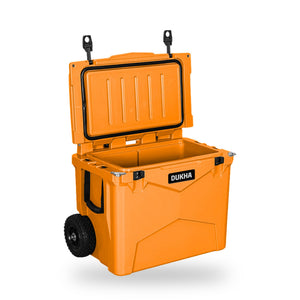 Hard Cooler DUKHA con ruedas 45QT W-Series color Orange, abierto