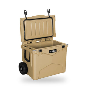 Hard Cooler DUKHA con ruedas 45QT W-Series color Sand, abierto