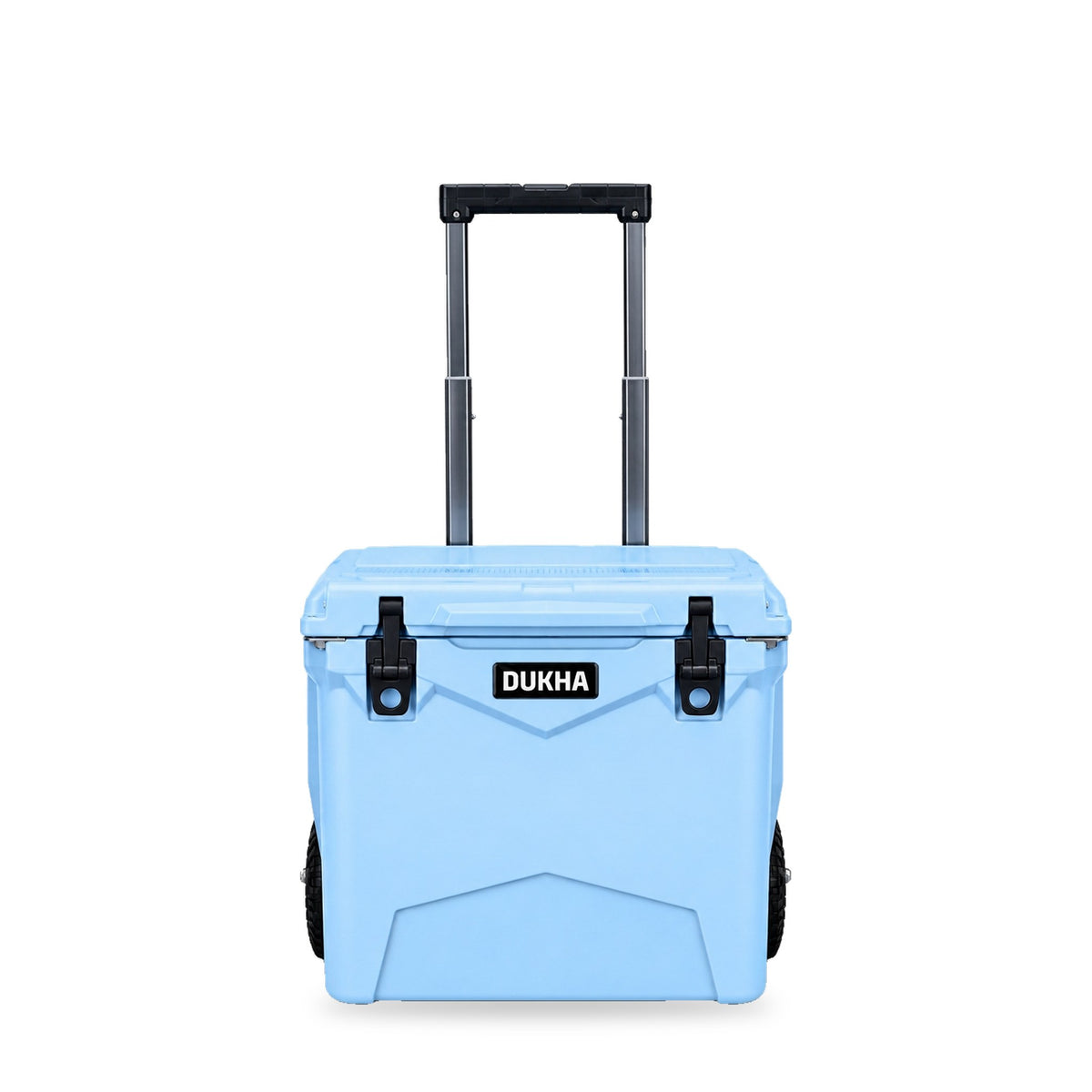 Hard Cooler DUKHA con ruedas 45QT W-Series color Sky Blue, vista frontal