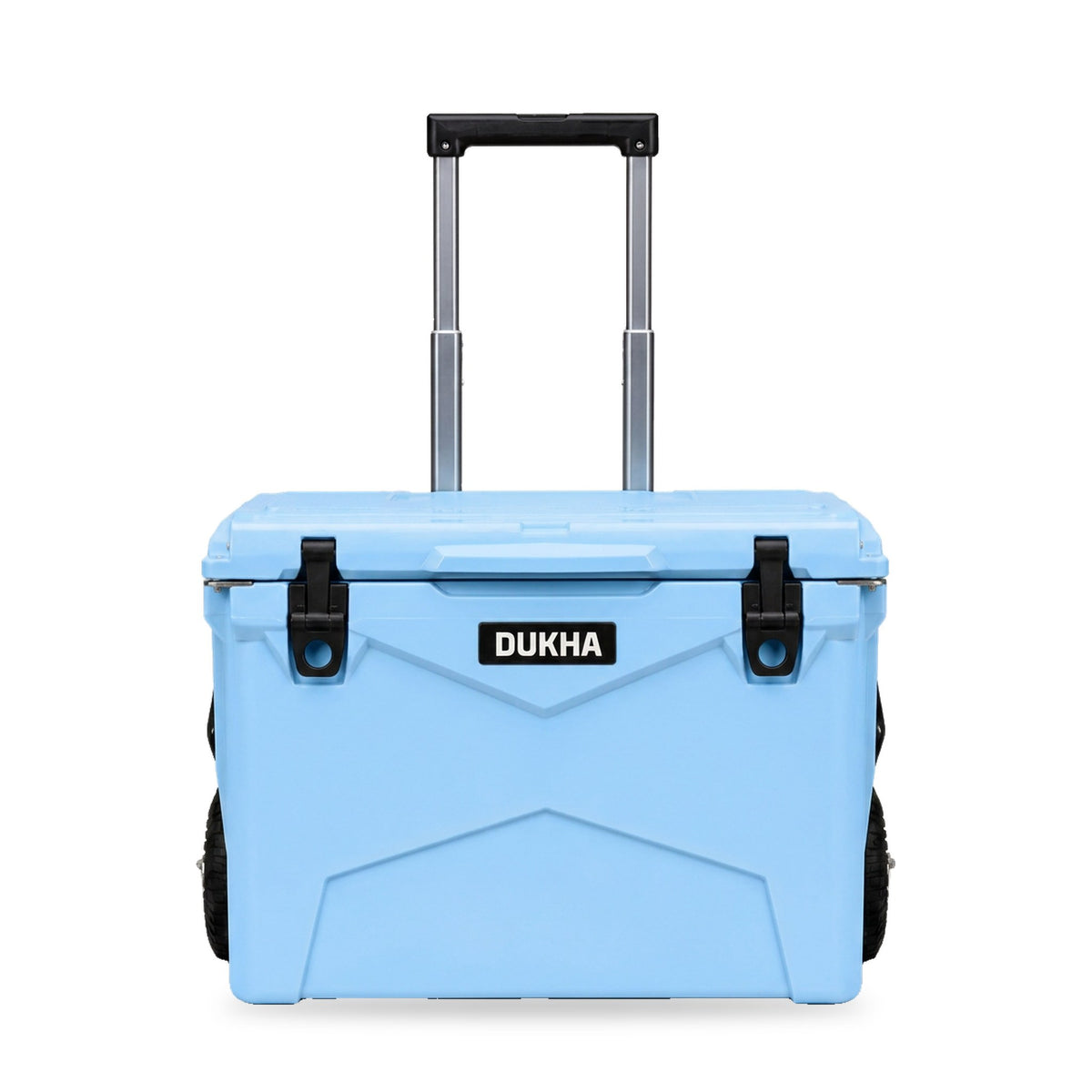 Hard Cooler DUKHA con ruedas 60QT W-Series color Sky Blue, vista frontal
