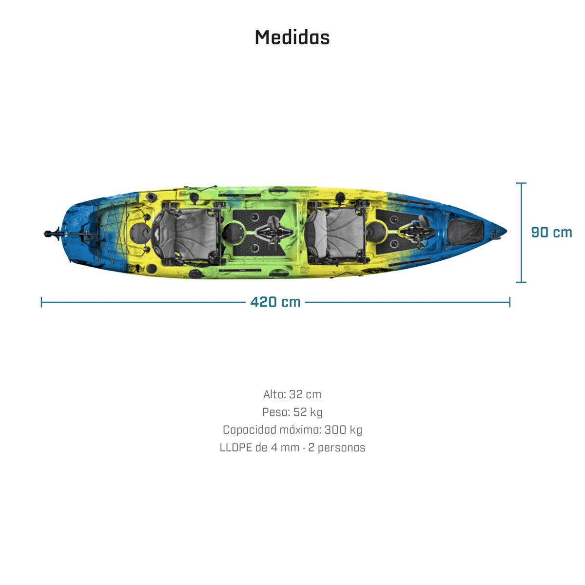 Kayak DUKHA Mahi Mahi 14 Tandem, medidas