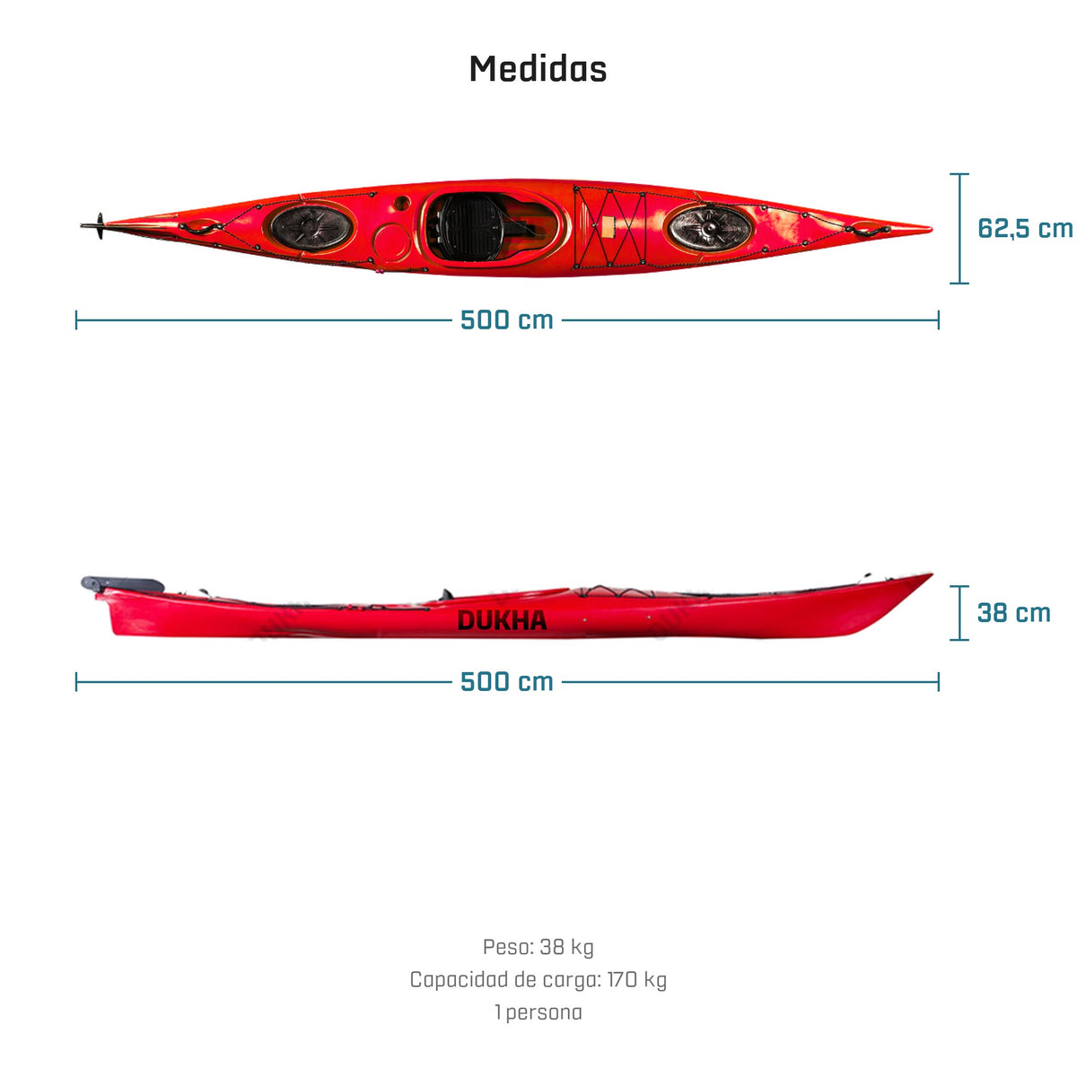 Kayak DUKHA Marlin 16.7, medidas