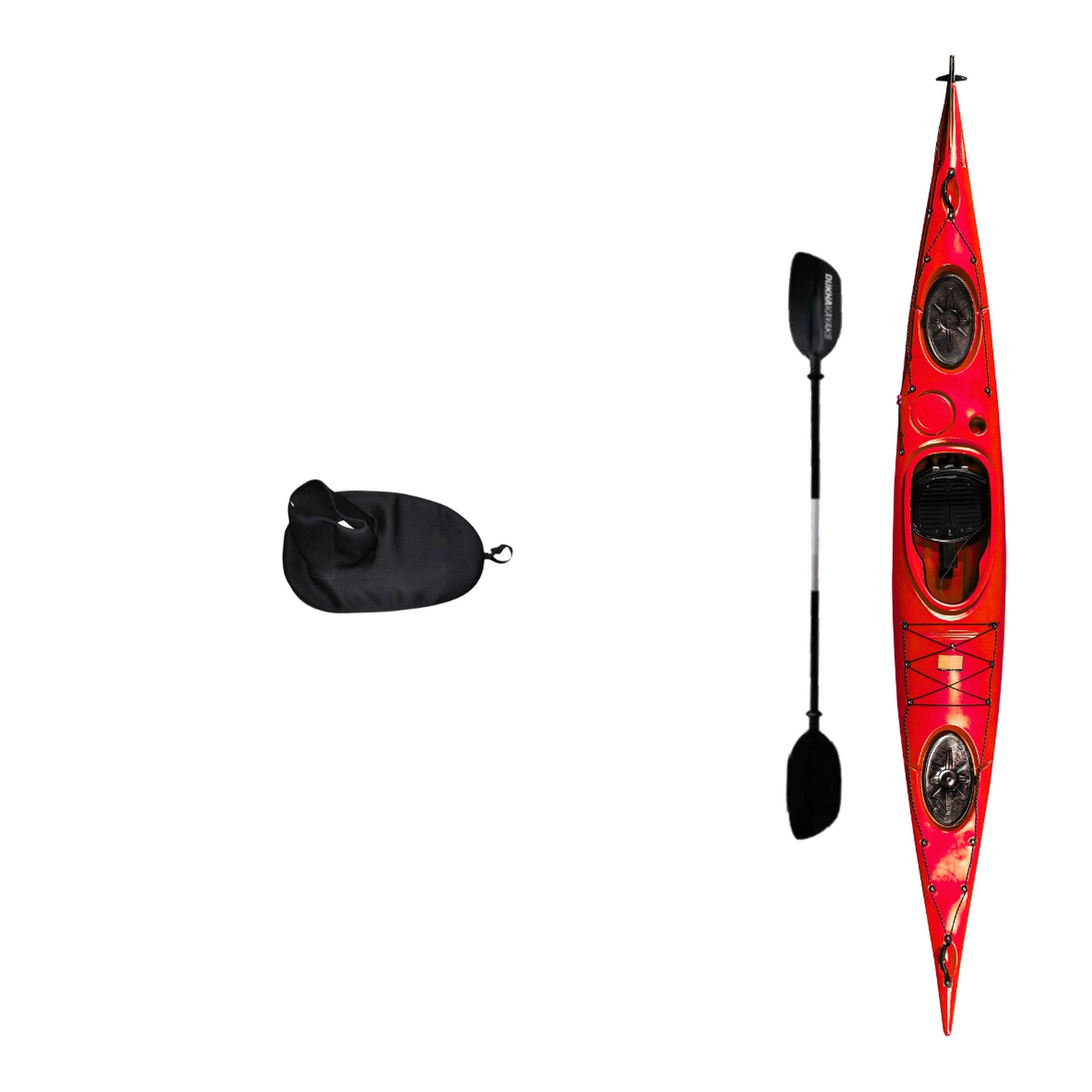 Kayak DUKHA Marlin 16.7 color Rojo, vista desde arriba con sus accesorios