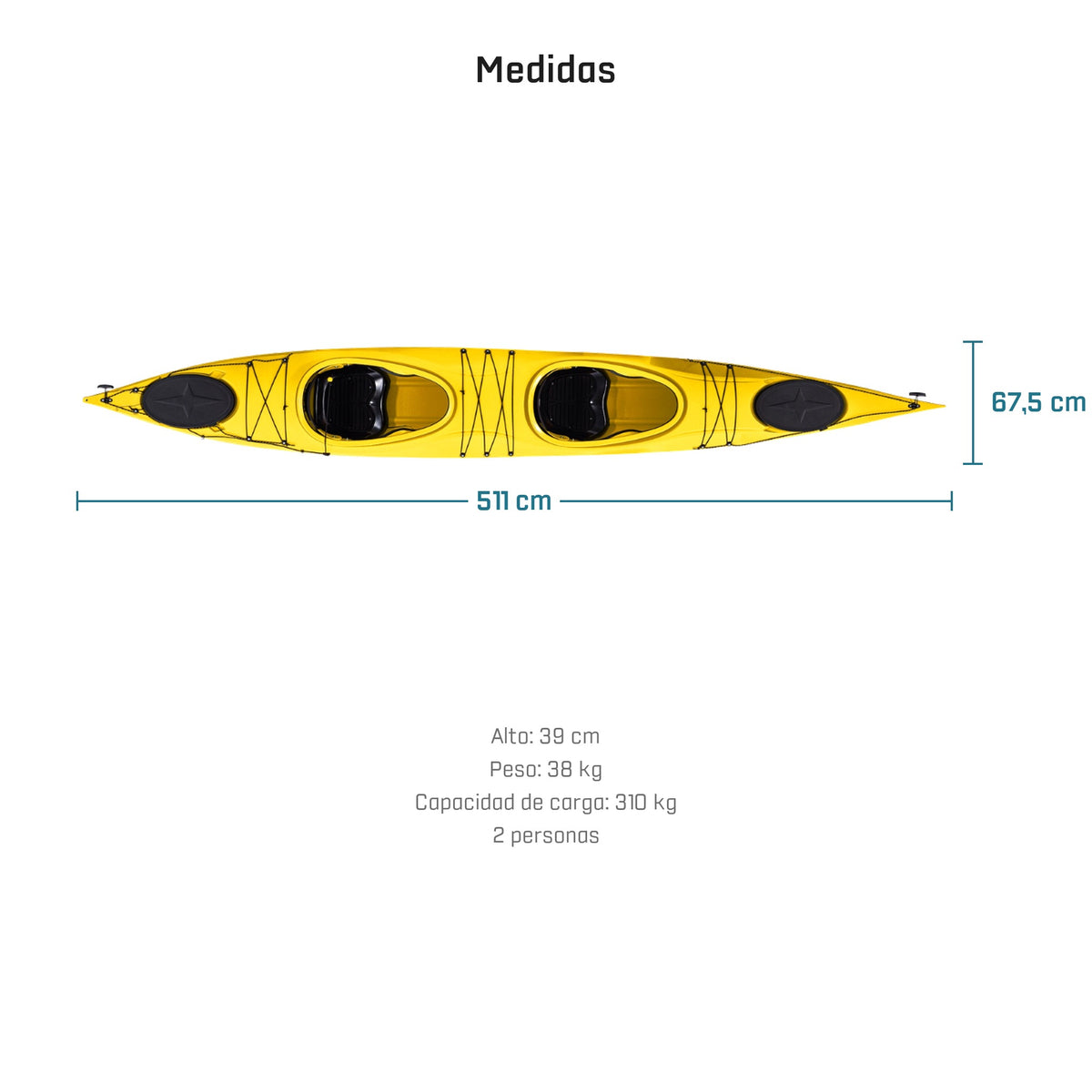 Kayak DUKHA Marlin 16.7 Tandem, medidas