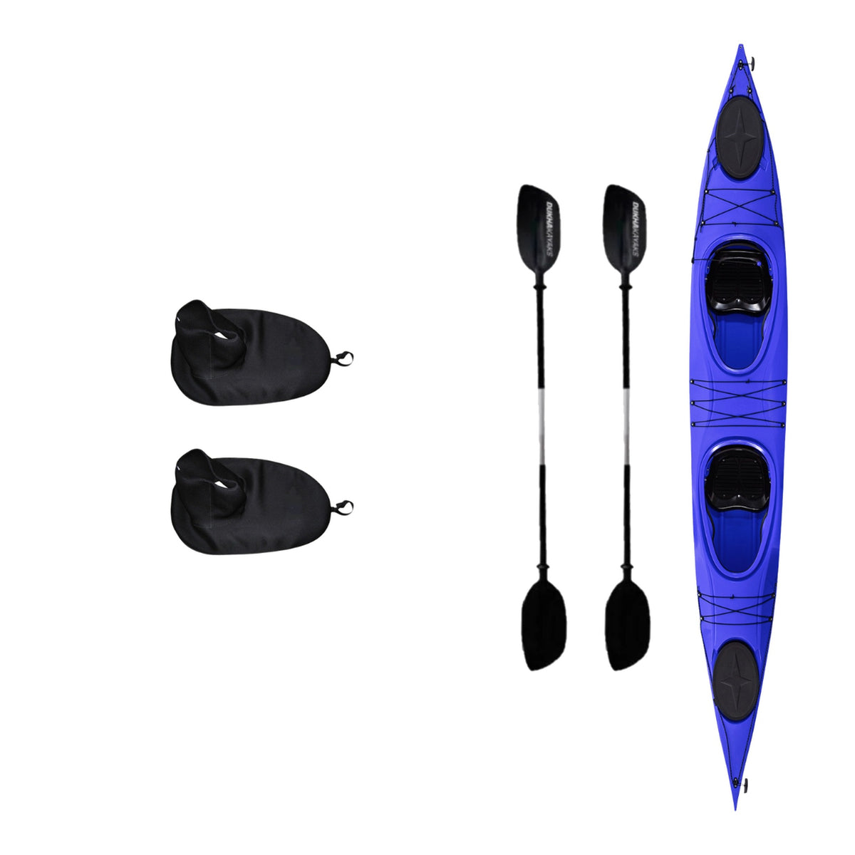 Kayak DUKHA Marlin 16.7 Tandem color Azul, vista desde arriba con sus accesorios