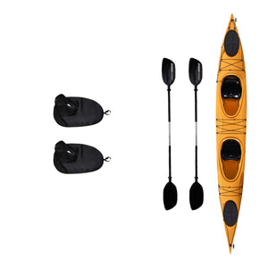 Kayak DUKHA Marlin 16.7 Tandem color Orange, vista desde arriba con sus accesorios