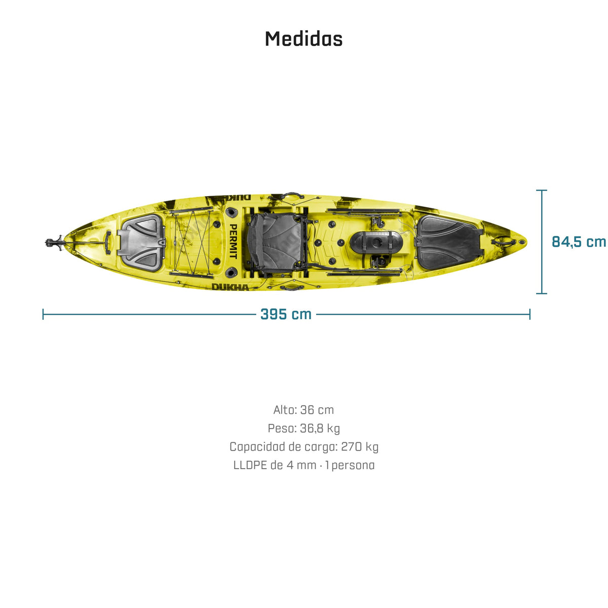 Kayak DUKHA Permit 13, medidas