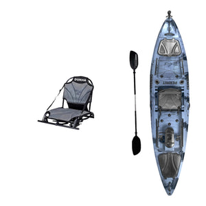 Kayak DUKHA Permit 13 color Blue Black Mixed, vista desde arriba con sus accesorios