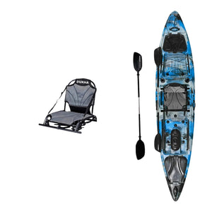 Kayak DUKHA Permit 13 color Blue Camo, vista desde arriba con sus accesorios