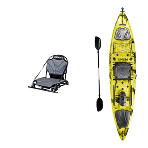 Kayak DUKHA Permit 13 color Yellow Camo, vista desde arriba con sus accesorios
