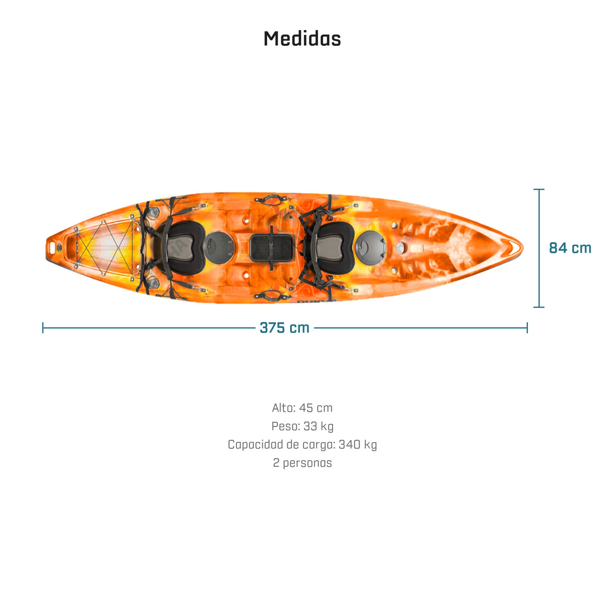 Kayak DUKHA Pike Doble, medidas