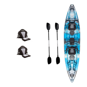 Kayak DUKHA Pike Doble color Blue Grey Black, vista desde arriba con sus accesorios