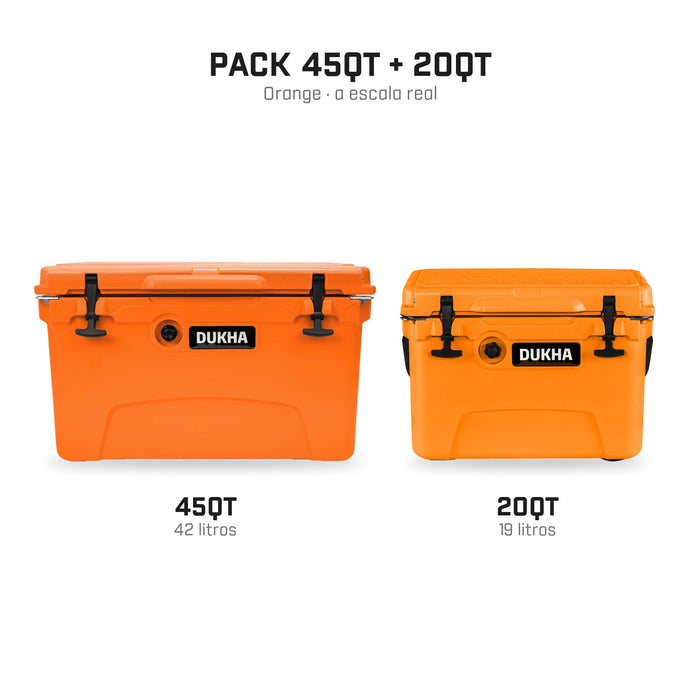 PRE VENTA NOV | PACK Cooler 45QT + Cooler 20QT — Orange