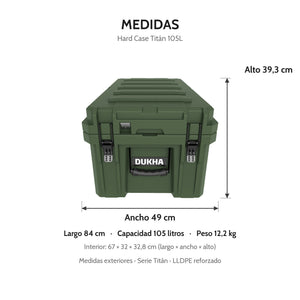 Hard Case DUKHA Titán 105L, medidas exteriores
