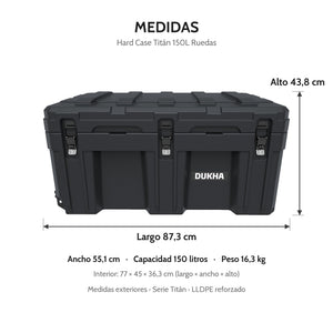 Hard Case DUKHA Titán 150L con ruedas, medidas exteriores