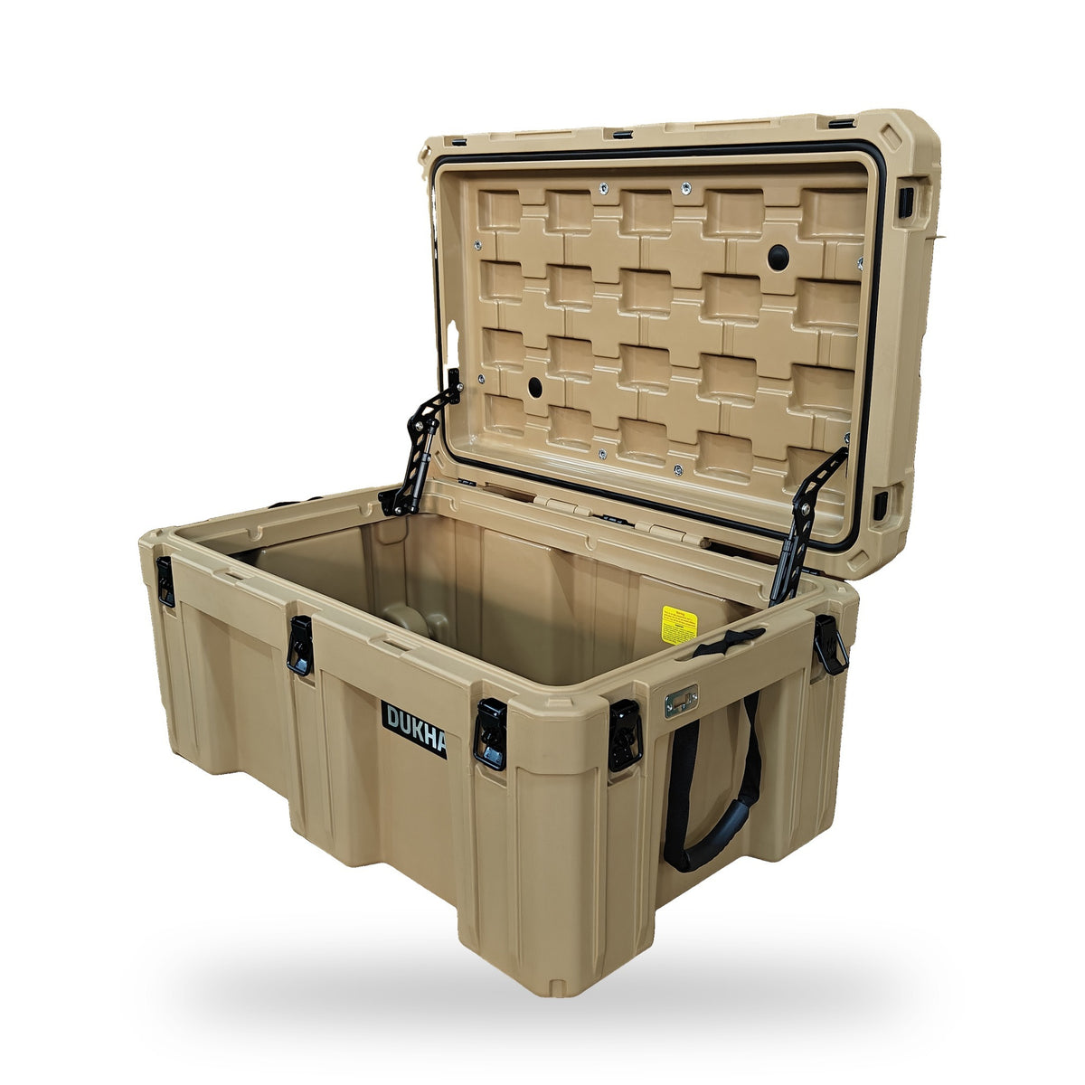 Hard Case DUKHA Titán abierta en diagonal, con manilla lateral
