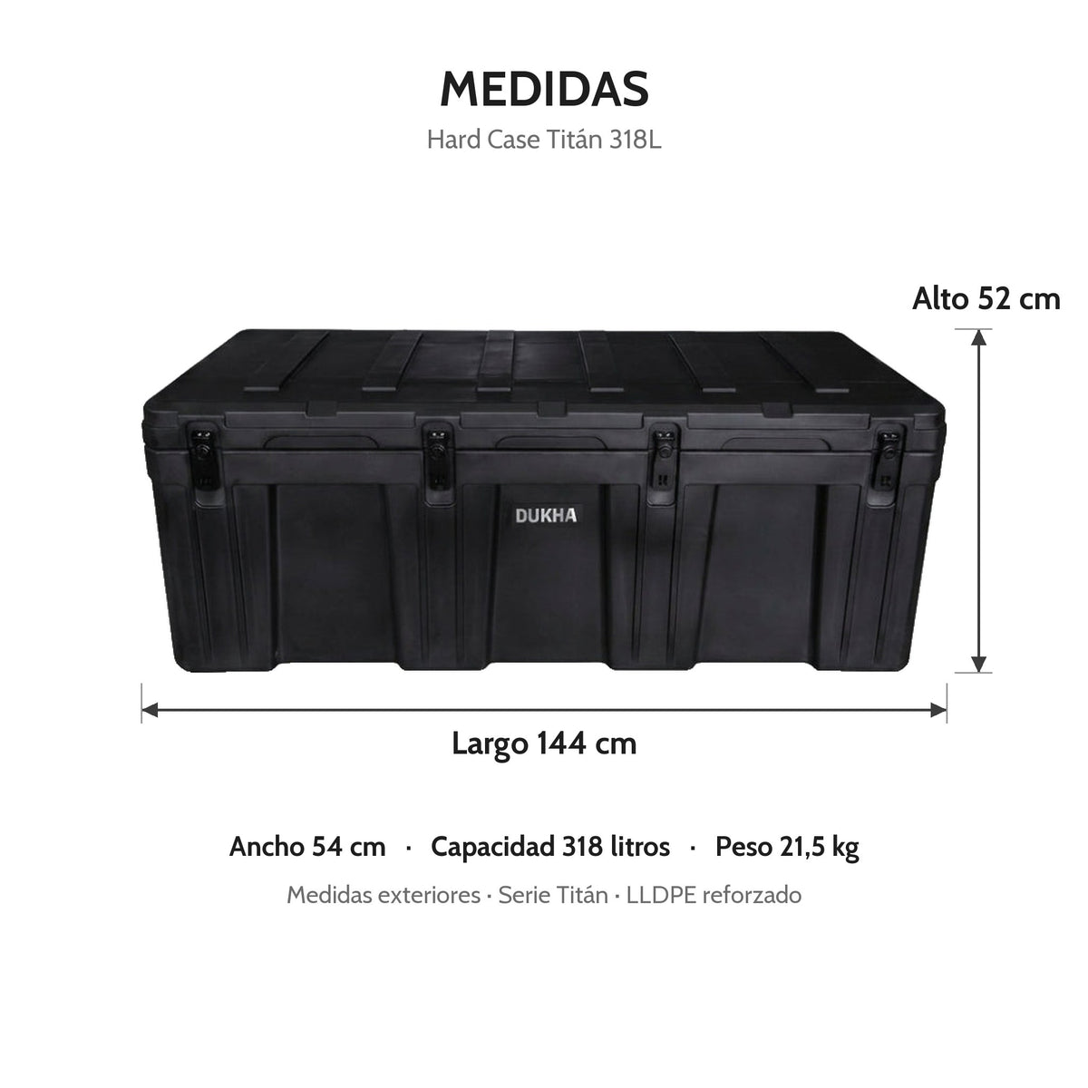 Hard Case DUKHA Titán 318L, medidas exteriores