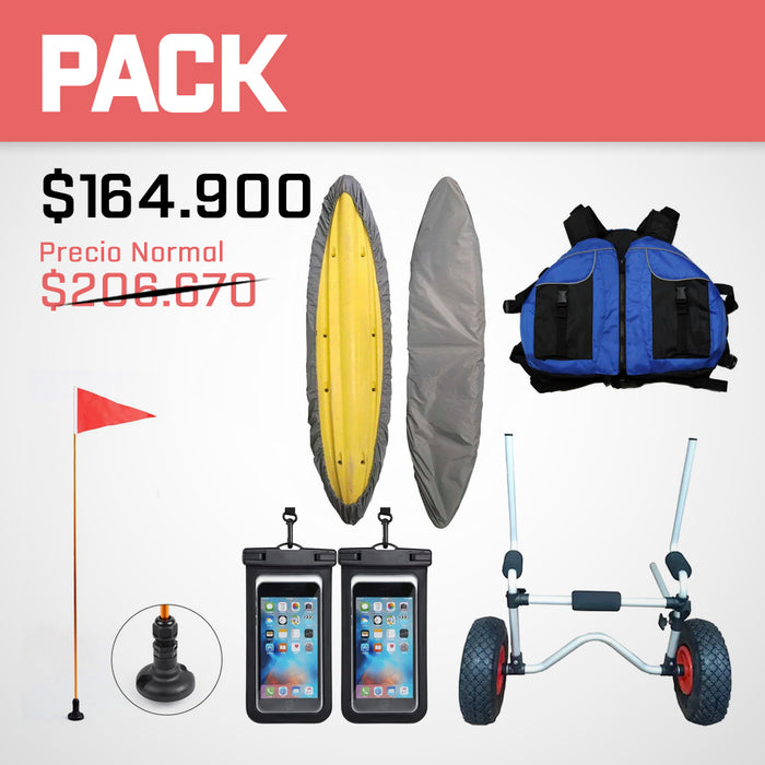 PACK | Kit Pro Kayak — Carro + Cobertor + Chaleco + Accesorios