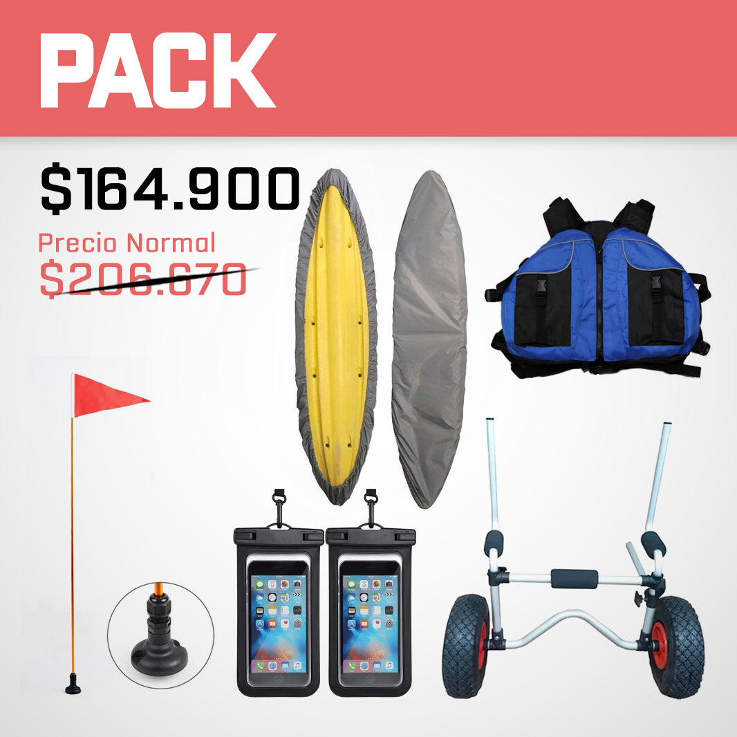 PACK | Kit Pro Kayak — Carro + Cobertor + Chaleco + Accesorios